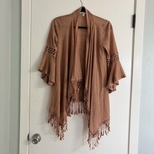 Roommates Peach Knit Cardigan - Boho style - Bell Sleeves
